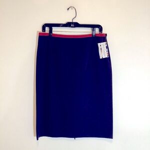 Blumarine navy red trim skirt with side zipper size medium